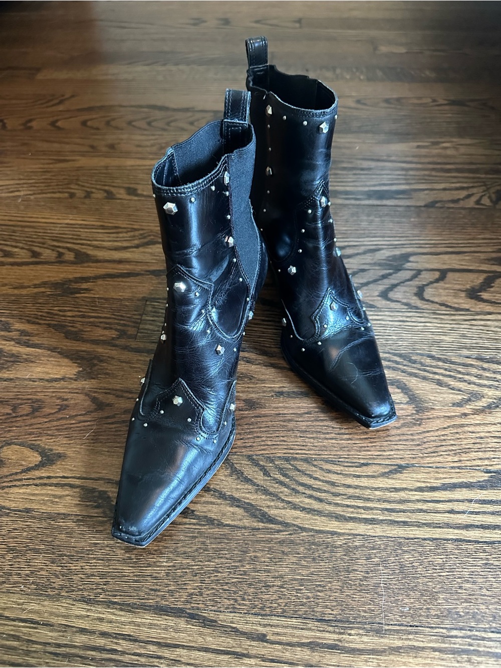 Women’s Black Studded Western Ankle Boots